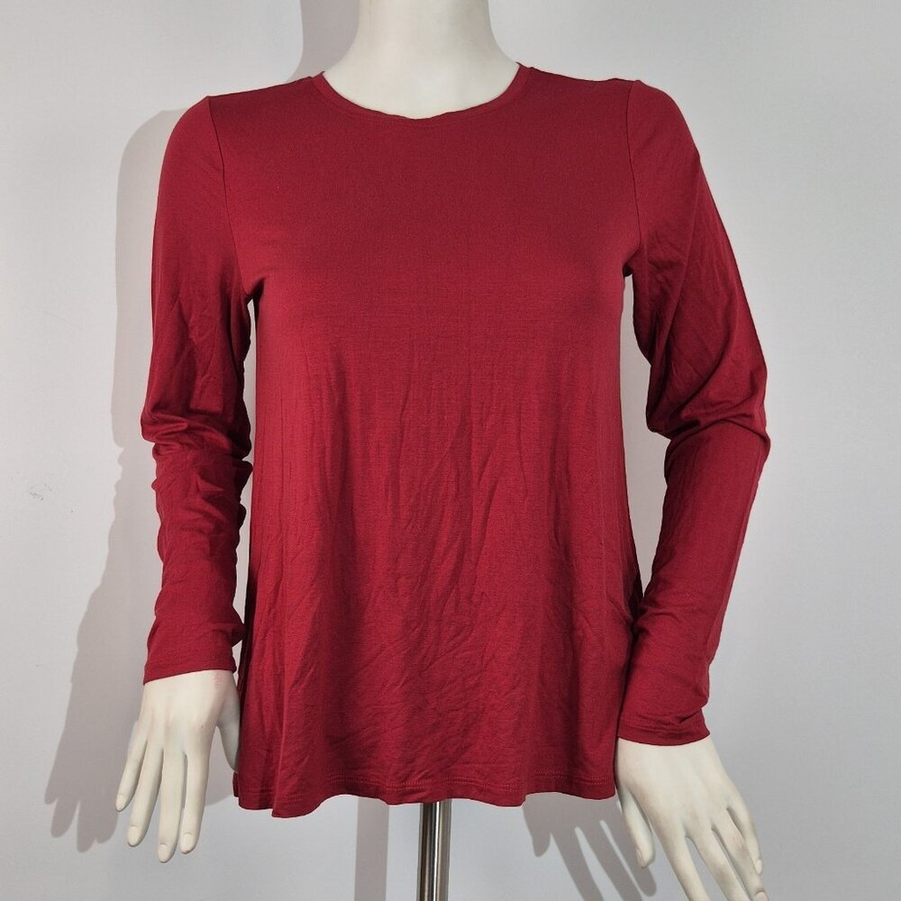 Eileen Fisher Women's Size XXS Shirt Top Blouse Red Tarch Long Sleeve (59)